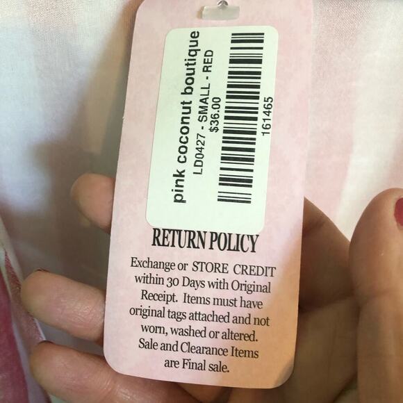 NWT Listicle Red & White Striped Wrap Dress Puff Cap Sleeves - Size Small - Picture 8 of 11